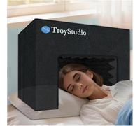 TroyStudio Soundproof Bed Tent, 23.6"x16"x16" Acoustic Foam Blackout Canopy, Portable AC Draft Blocker for Head, Sleep Cover for Night Shift Worker, Light Sleeper and Snoring Partner