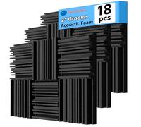 TroyStudio Thick Acoustic Foam Panels, 12 X 12 X 2 Inch 18 Pcs Broadband Sound Absorbing Foam, Dense Soundproof Padding Tile, Recording Studio Foam Absorber, Groove Decorative 3D Wall Ceiling Panel