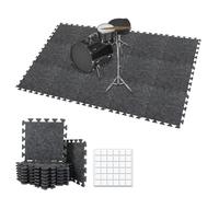 TroyStudio Thick Sound Absorbing Interlocking Floor Mats, 15 Pcs 11x 11 x 0.5 inches High Density Piano Carpet Drum Rug, Non-Slip Anti Vibration Soundproof Pads Acoustic Blankets for Music Studio