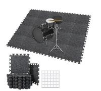 TroyStudio Thick Sound Absorbing Interlocking Floor Mats, 20 Pcs 11x 11 x 0.4 inches High Density Piano Carpet Drum Rug, Non-Slip Anti Vibration Soundproof Pads Acoustic Blankets for Music Studio