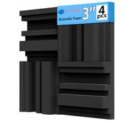 TroyStudio Thickened 12 X 12 X 3 Inch Acoustic Foam Panels in Diffusion Pattern, 4 Pcs High Density Sound Absorbing Foam Diffuser, Soundproof 3D Wall Padding Tiles for Recording Studio Home Office