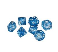 TRPG Glitter Dice Set, 7 Pieces, Acrylic, Multi-Sided D4-D20, for Tabletop Role-Playing Games (Blue)