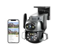 TRPLFGHZ Security Camera, 4K 8MP Camera PTZ Dual Screen 8MM Binocular AI Body Automatic Tracking CCTV Intelligent IP66 Waterproof Monitoring for Home Security(8MP Camera 128GB)