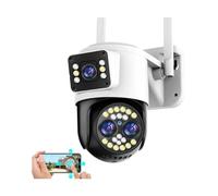 TRPLFGHZ Security Camera, 4K 8MP HD IP Camera Three Lens Dual Screens 10X Zoom PTZ Two Way Audio Color Night Vision Outdoor for Home Security(8MP Camera 64GB)