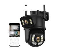 TRPLFGHZ Security Camera, 4K 8MP PTZ Camera 4MP 4X Digital Zoom Dual Lens Screen Auto Tracking CCTV Surveillance Outdoor IP for Home Security(4MP Add 6432G SD Card)