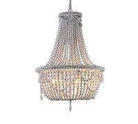 TRPYA Farmhouse Distressed Wood Beaded Basket Chandelier, White Pendant Three Lights Vintage Bedroom Bead Chandeliers (Color : 38 * 63cm)