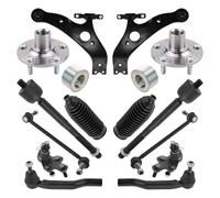 TRQ Front Steering,Suspension,& Drivetrain Kit Ball Joint Control Arm Steering Rack & Pinion Bellow Sway Bar Stabilizer Link Tie Rod Wheel Bearing Wheel Hub Compatible with 2004-2010 Toyota Sienna