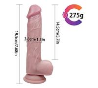 TRQOYTU 15.5 with Strong Suction Cup for Anal, Real Dong Penis Replica with Suction Cup, Soft Suction, Dilo Tail Like Real