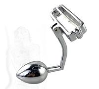 TRQOYTU 2 in 1 Testicle Rings Ball Stretcher with Anal Hook Stainless Steel Cock Ring Testicle Weight Butt Plug for Prostate Massager Anal Hook Ball Stretcher SM Sex Toy for Beginners