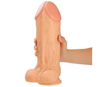 TRQOYTU Anal Dildo Giant Dildo XXL Huge Size Real Veins and Plump Testicles Real Penis Replica Lifelike Penis Stimulates G-spot with Powerful Suction Cup, Unisex Toy