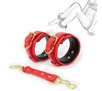 TRQOYTU Ankle Cuffs Bondage Leather Foot Restraints with Chain SM Bed Restraints Slave Role Play Flirt Fetish Sex Toys for Couples Beginners