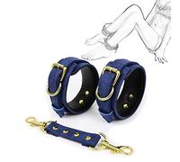 TRQOYTU Ankle Cuffs Bondage Leather Foot Restraints with Chain SM Bed Restraints Slave Role Play Flirt Fetish Sex Toys for Couples Beginners