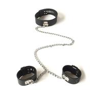 TRQOYTU BDSM Collar and Handcuff Restraint Set Durable Leather Nylon Handcuffs Collar Teasing Metal Chain Lockable Restraint Sex Toy Erotic Slave Sex Toy Couples Women Men