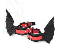 TRQOYTU BDSM Handcuffs Leather Bat Handcuffs with Wings Bondage Adjustable with Metal Chains Wrist Cuffs Sex Toy for Beginners and Experienced Couples