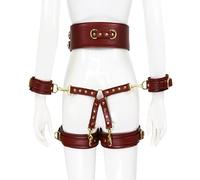 TRQOYTU BDSM Toys Thigh and Handcuffs Sex Leather Bondage Bondage Set Handcuffs SM Set Bed Bondage Ankle Bondage Handcuffs BDSM Erotic Bondage Sex Toys for Couples