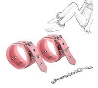 TRQOYTU Bondage Ankle Cuffs SM Leather Nylon Foot Restraints with Chain Erotic Bed Restraints Fetish Flirt Slave Role Play Sex Toys for Couples Beginners Extreme
