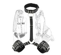 TRQOYTU Bondage Handcuffs Collars Leather Restraints Handcuffs Collar Set SM Handcuffs Erotic Collar Sex Bed BDSM Slaves Cosplay Flirt Fetish Sex Toys for Couples Women Men