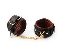 TRQOYTU Bondage Handcuffs Set, Padded and Lockable Leather Restraints, Wrist Restraints, SM Handcuffs Made of Soft Leather, Adjustable Slave Fetish Porn Toys