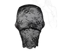 TRQOYTU Bondage Head Mask Closed Head Mask Black Lace Body Restraints Fetish Blindfold Breathable Hood Masks Slave Cosplay Face Restraints Adult Sex Toy for Men Couples