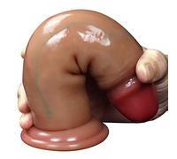 TRQOYTU Classic Foreskin Dildo, 20 Cm, Double-Layer Silicone Anal Plug Dildo with Suction Cup, Testicles, and Veins, Couples' Prostate Anal Plug, Vaginal Masturbation Toy (XXL)