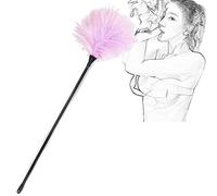 TRQOYTU Feather Clitoris Whip Deluxe Feather Tickler SM Whip Erotic Flogger with PVC Handle BDSM Bondage Spanking Slapper Paddle Bed Restraints Flirting Tickler Role Play Sex Toys for Couples