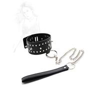 TRQOYTU Fetish SM Restraints Collar Bondage Leather Collars with Spikes Flirt BDSM Collar Dog Slave SM Slave Metal Chain Necklace Bondage Set Adult Sex Toy for Couple