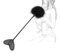 TRQOYTU Flogger SM Erotic Whip with Leather Heart Paddle and Deluxe Feather Tickler Flirting Tickler BDSM Bondage Spanking Feather Clit Whip Erotic Role Play Sex Toy for Couples Adults