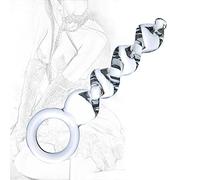 TRQOYTU Glass Spiral Dildo Crystal Butt Plug with Pull Ring Anal Toys Glass Dildo with Thread Shape G-Spot Stimulator Prostate Massager Masturbation Erotic Sex Toy for Women Men