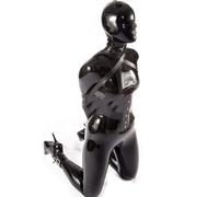TRQOYTU Latex Catsuit Latex Suit Unisex Fully Wrapped Clothing Fetish Nightclub Club Costume Crotch Zipper Design Easy to Use Slave Bondage BDSM Toy