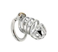 TRQOYTU Men's 304 Stainless Steel Chastity Cage Four Sizes of Circular and Curved Rings Available Ergonomic Breathable Design Anti-Slip Locking System Adult Desire Management Toy Couples' Intimate