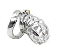 TRQOYTU Men's 304 Stainless Steel Chastity Cage Four Sizes of Circular and Curved Rings Available Ergonomic Breathable Design Anti-Slip Locking System Adult Desire Management Toy Couples' Intimate