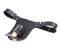 TRQOYTU Men's Gay Chastity Belt Penis Cage String Open Briefs Leather PU Underwear Bondage SM Fetish Bondage Slave Erotic Adjustable Flirting Sexy Costumes for Men