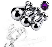 TRQOYTU Metal Anal Plug Anal Plug Stainless Steel Anal Ball Anal Plug Anal Pull Pear-Shaped Anal Dilator Vaginal Massage Large/Medium/Small Masturbation Sex Toy for Men and Women