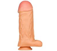 TRQOYTU Realistic Dildo, XXL Artificial Dildo Made of Huge Double-Layer Silicone, with Real Veins Through The Suction Cup Base, Stable and Fixable, Equipped with Anal Plug and Prostate Massage
