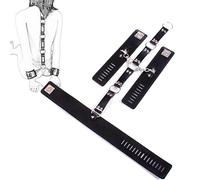 TRQOYTU Restraints Handcuffs Collars Bondage Set SM Leather Collar Handcuffs Collar Handcuffs Sex Bed Bondage Games BDSM Adjustable Slave Torture Sex Toy for Couples Women Men Extreme