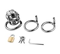 TRQOYTU Riveted Metal Penis Cage with 3 Penis Rings BDSM Chastity Cage Set SM Fetish Extreme Bondage Male Sex Toy Breathable Chastity Cage Men