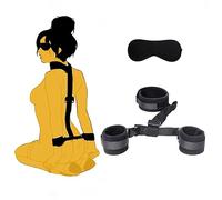 TRQOYTU Sex Bondage Set BDSM Restraints Straps King Size Bed Neck to Wrist Hand Cuffs with Soft Blindfold Collar Bed Kit Adult Bondaged Sex for Couples SM Toy Game Adult