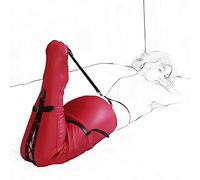 TRQOYTU Sexy Bodysuit SM Leg Bound Leg Restraint Leather Sexy Lingerie Fetish Slave BDSMS Restraint Suit with Adjustable Nylon Strap Sex Toys Women Men Couple Red