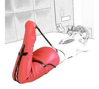 TRQOYTU Sexy Bodysuit SM Leg Bound Leg Restraint Leather Sexy Lingerie Fetish Slave BDSMS Restraint Suit with Adjustable Nylon Strap Sex Toys Women Men Couple Red