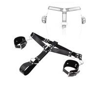 TRQOYTU Sexy Handcuffs with Metal Cock Ring Chastity Cage Sexy Strings Men's Chastity Belt Penis Ring Adjustable Bondage SM Fetish Erotic Restraints Sex Toy for Men
