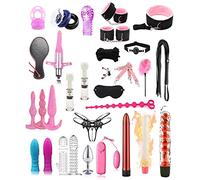 TRQOYTU SM Bondage Set BDSM Bondage Set SM Sex Toy Extreme Bed Restraints with Handcuffs Ankle Cuffs with Cock Ring Eye Mask Bondage Rope Whip Gag Perfect Erotic Sex Toy for Couples