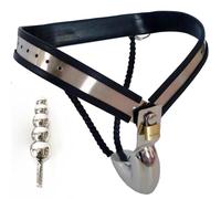 TRQOYTU Stainless Steel Adjustable and Removable Anal Plug Chastity Pants, Innovative Male Restraint Chastity Belt and Stimulation Device, SM Role-Playing Brings You The Ultimate Erotic