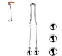 TRQOYTU Stainless Steel Ball Stretcher with Metal Pendant Ball Cock Ring CBT Testicle Weight Testicle Stretcher Penis Training Trainer for Men Delayed Ejaculation Sex Toy, 30mm