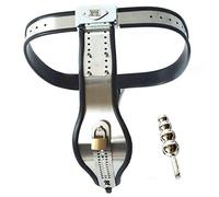TRQOYTU Stainless Steel Female Chastity Belt with Removable Anal Plug and Vaginal Plug BDSM Toy Set, Invisible Restraint Device, Extreme Sex Toy Set for Women, 60-110 Cm