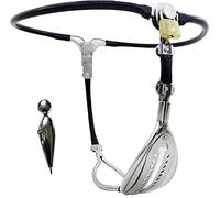 TRQOYTU Stainless Steel Female Chastity Belt with Removable Vaginal Plug, Adjustable Size from 50-145cm, Stainless Steel Structure, Female Underwear Restraint Device