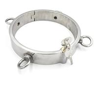 TRQOYTU Stainless Steel Lockable 4 Hole Collar SM Metal Collar/Neck Restraint Subordinate Collar Role Play BDSM Bondage Set Adult Game Restraint Sex Toys Couple Men Women Women