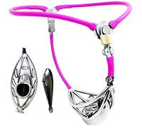 TRQOYTU Stainless Steel Men's Chastity Belt with Semi-Open Cage Design and Hollow Penis Cage, Featuring A Removable Anal Plug. Adult Toy, Chastity Belt Restraint Device