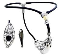 TRQOYTU Stainless Steel Men's Chastity Belt with Semi-Open Cage Design and Hollow Penis Cage, Featuring A Removable Anal Plug. Adult Toy, Chastity Belt Restraint Device