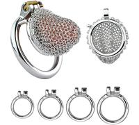 TRQOYTU Stainless Steel Penis Cage - Breathable Mesh Metal Penis Cage with 4 Ring Sizes to Choose from - Chastity Belt for Men - Extreme Chastity Sex Toy