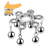 TRQOYTU Stainless Steel Testicle Stretcher Cock Ring Extra Testicle Ring Bondage Set with 6 Metal Ball Pendants CBT Acorn Ring Cock Ring Penis Improvement Erection Trainer for Men